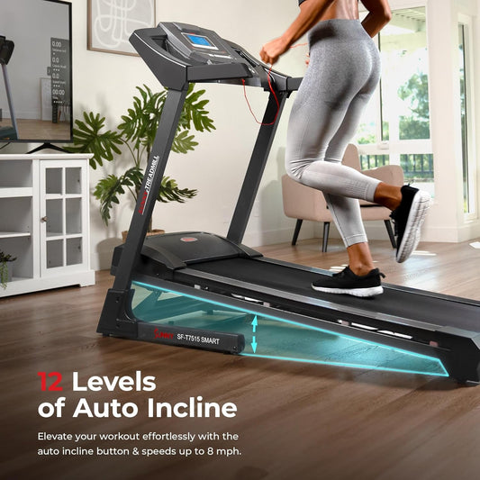 Premium Foldable Treadmill for Home, Running or Walking with Auto Incline, Shock Absorption, Digital Display, Optional 20” Running Deck, Free Sunnyfit App Bluetooth Connection