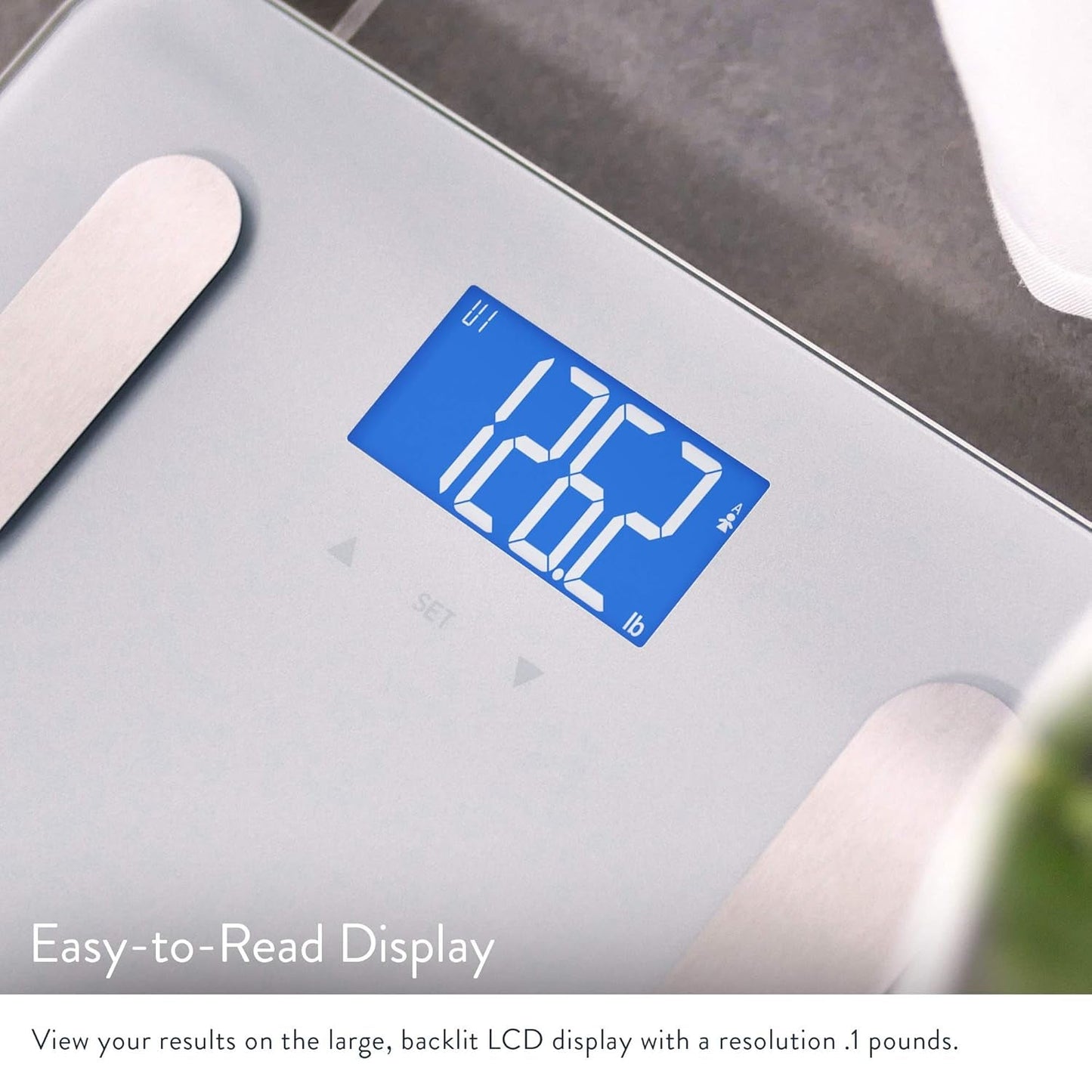 Smart Digital Bathroom Scale, Measures Body Weight, BMI, Body Fat, Muscle Mass, and Water Percentage, 400 Lbs Capacity, Ash Grey