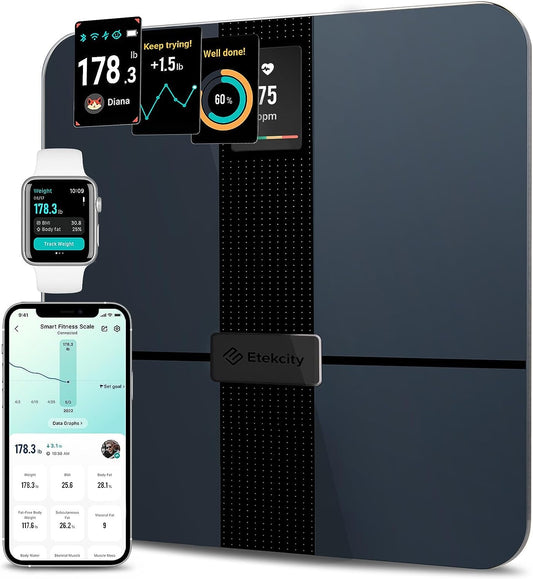 Smart Scale for Body Weight Fat, FSA HSA Eligible, Digital Bathroom Weighing Machine for Accurate BMI Muscle Mass Composition, Home Use Apple Health Compatible Fitness Equipment