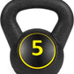 3-Piece Kettlebell Set with Storage Rack, HDPE Coated Exercise Fitness Concrete Weights for Home Gym, Strength Training, HIIT Workout 5Lb, 10Lb, 15Lb